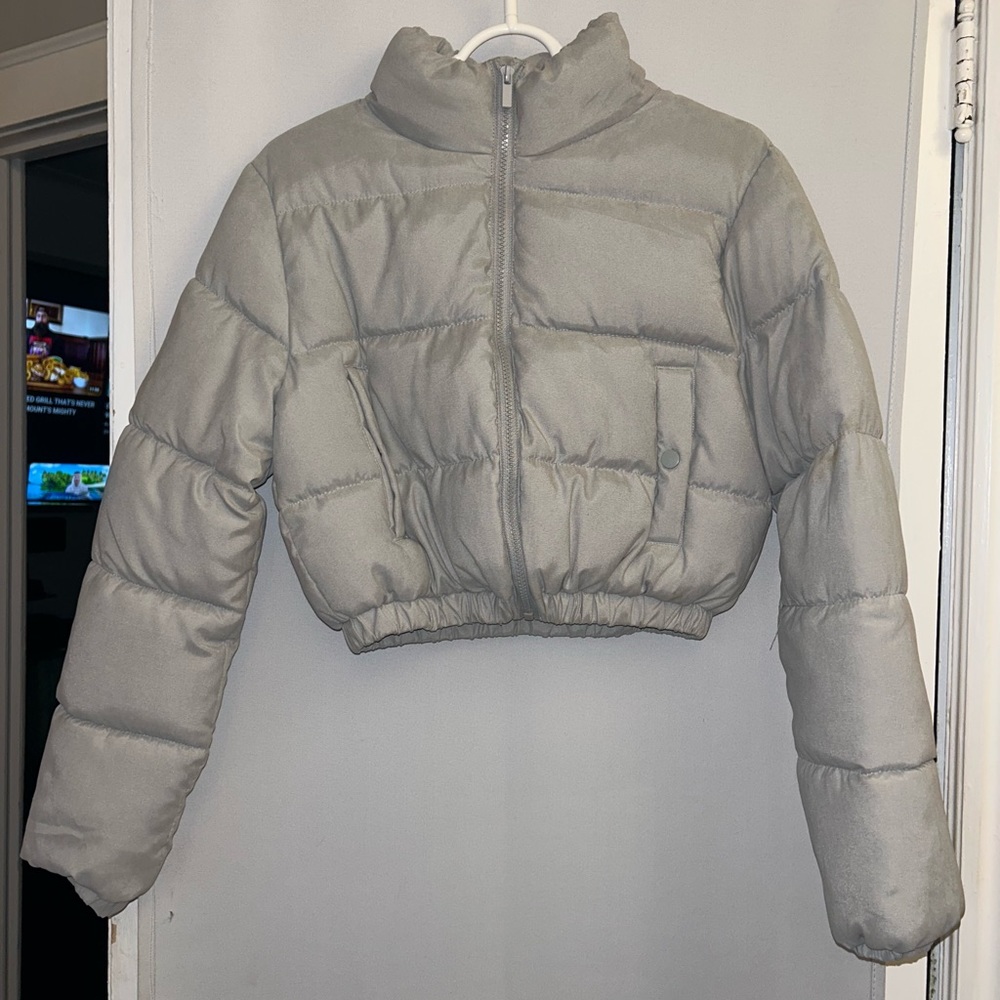 Pretty little thing grey cropped bomber jacket